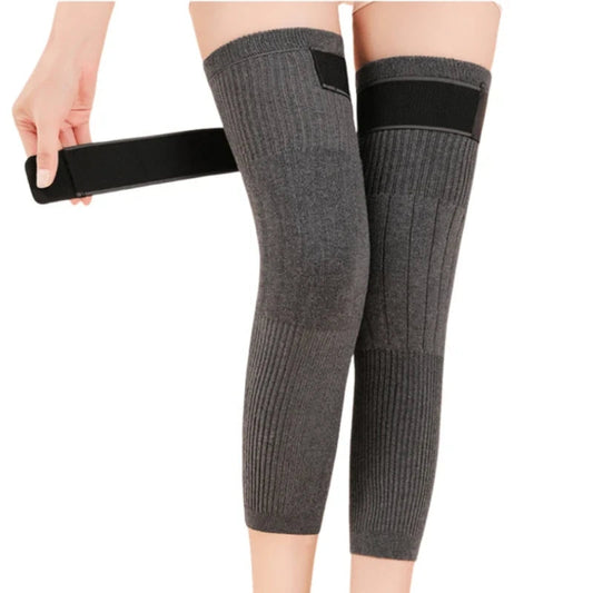 Wool Knee Pads Leg Warmer with Strap Adjustable for Men & Women