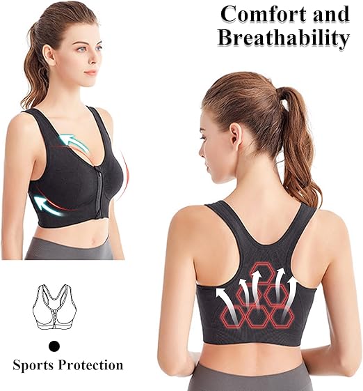 Professional support front zipper bra